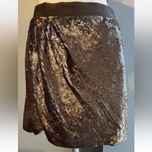 NWT Haute Hippie Dark Chocolate Brown Sequin Party Cocktail Mini Skirt M